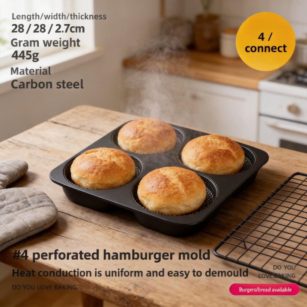 French Style Nonstick Bakery Mold With Punctured Loaf And Hot Dog Buns For Home Baking