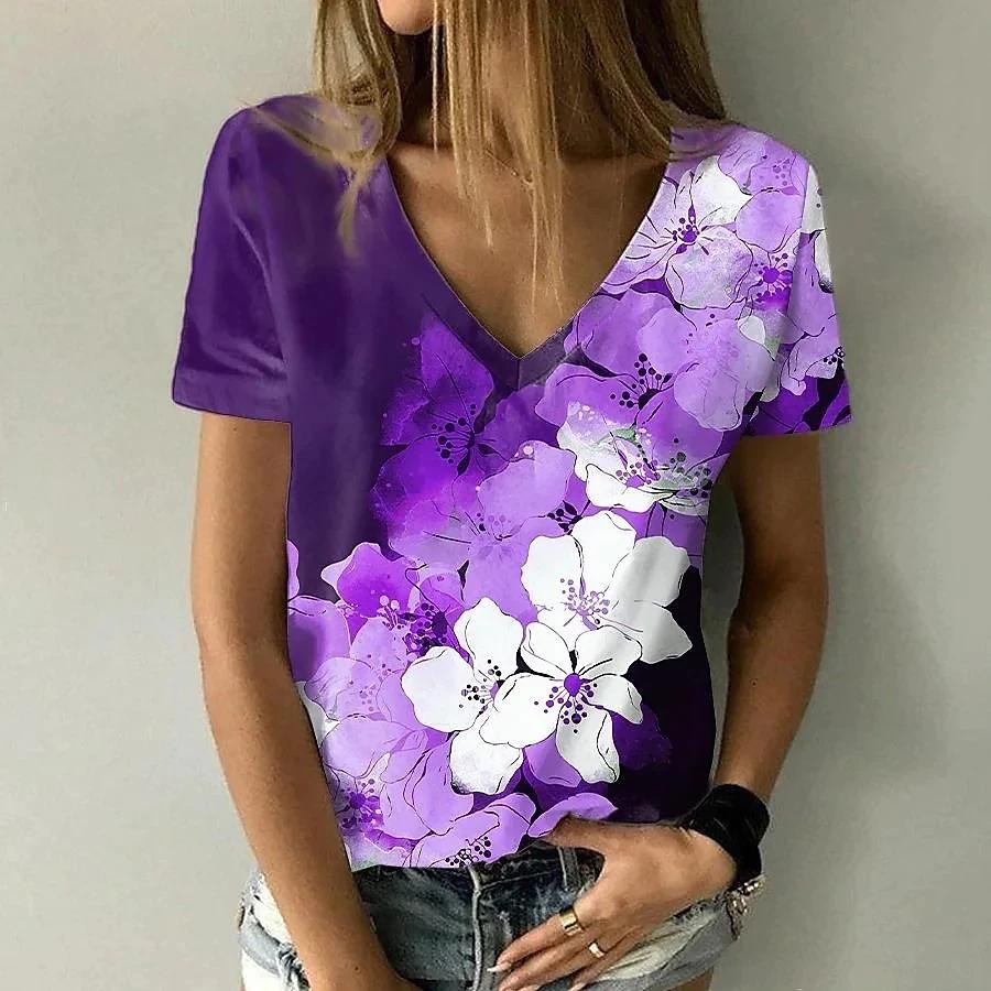 Summer T-shirt for Women Tops Women T-shirt Flower 3D Print Child Adult T-shirt Fashion Short Sleeve Casual Female Clothing