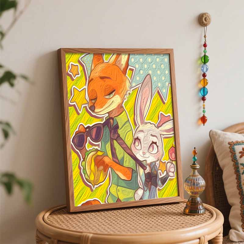 Disney Зверополис Ник Джуди Масляная живопись Набор для рисования маслом Декор для дома на стену Подарок ручной работы DIY Набор для рисования на холсте для взрослых Декор для стен
