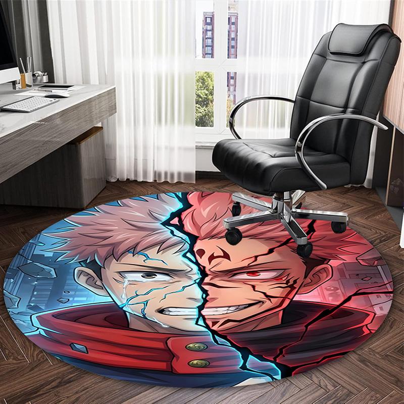 1pc S-Sukuna Carpet, Round Rug, Comfortable, Suitable for Entryways, Living Rooms, Office, And Bedrooms, Christmas Decoration