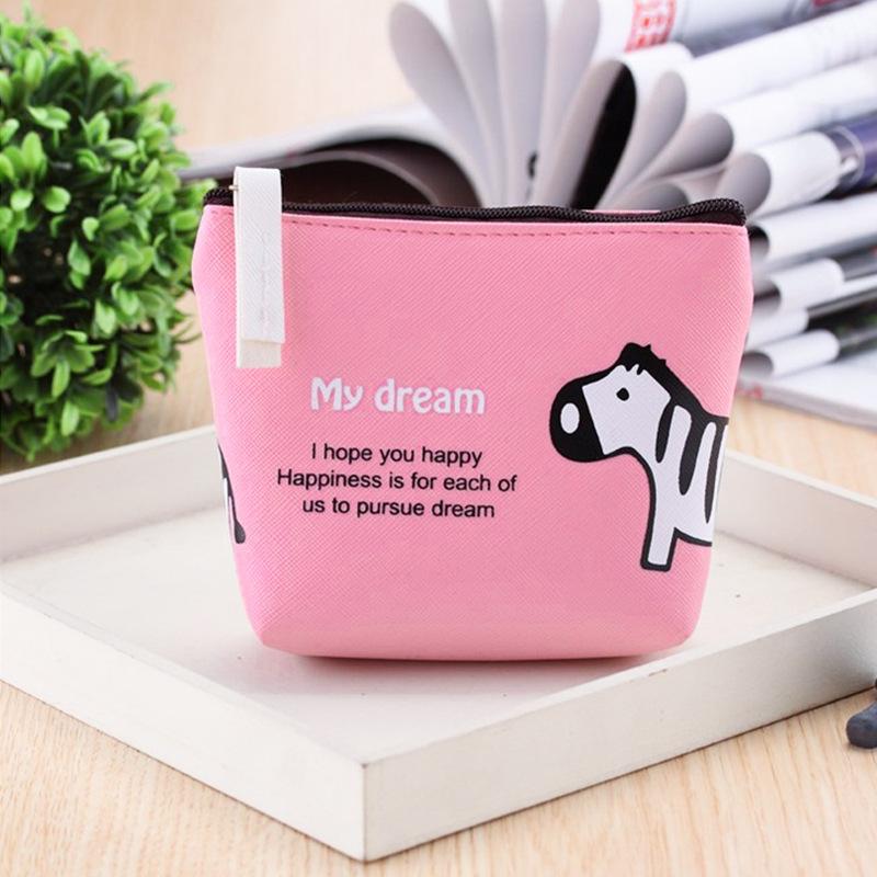 Cute Cartoon Animal Women Girls Coin Purse Leather Zipper Small Wallet Coin Bag Purse Kids Gift Candy Color Coin Purses Pouch