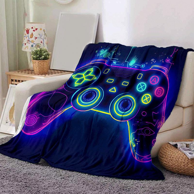 1pc Game Controller Printing Lightweight Flannel Blanket, Comfortable and Warm Blanket, for Camping Sofa Bed and Couch Office, Gift