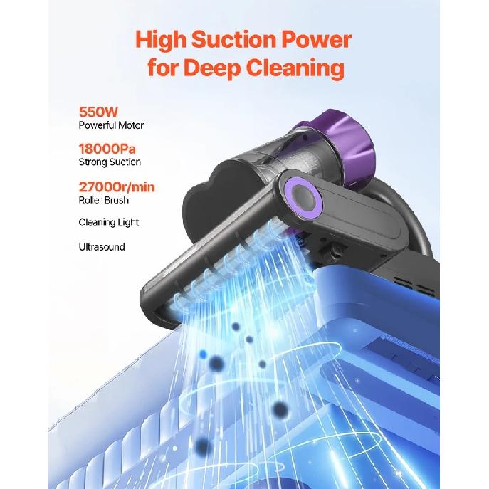 SucceBuy Mattress Vacuum Cleaner w/ 18Kpa Powerful Suction Dual Dust Bin HEPA Filter & Heating Ultrasound Handheld for Bed Sofa