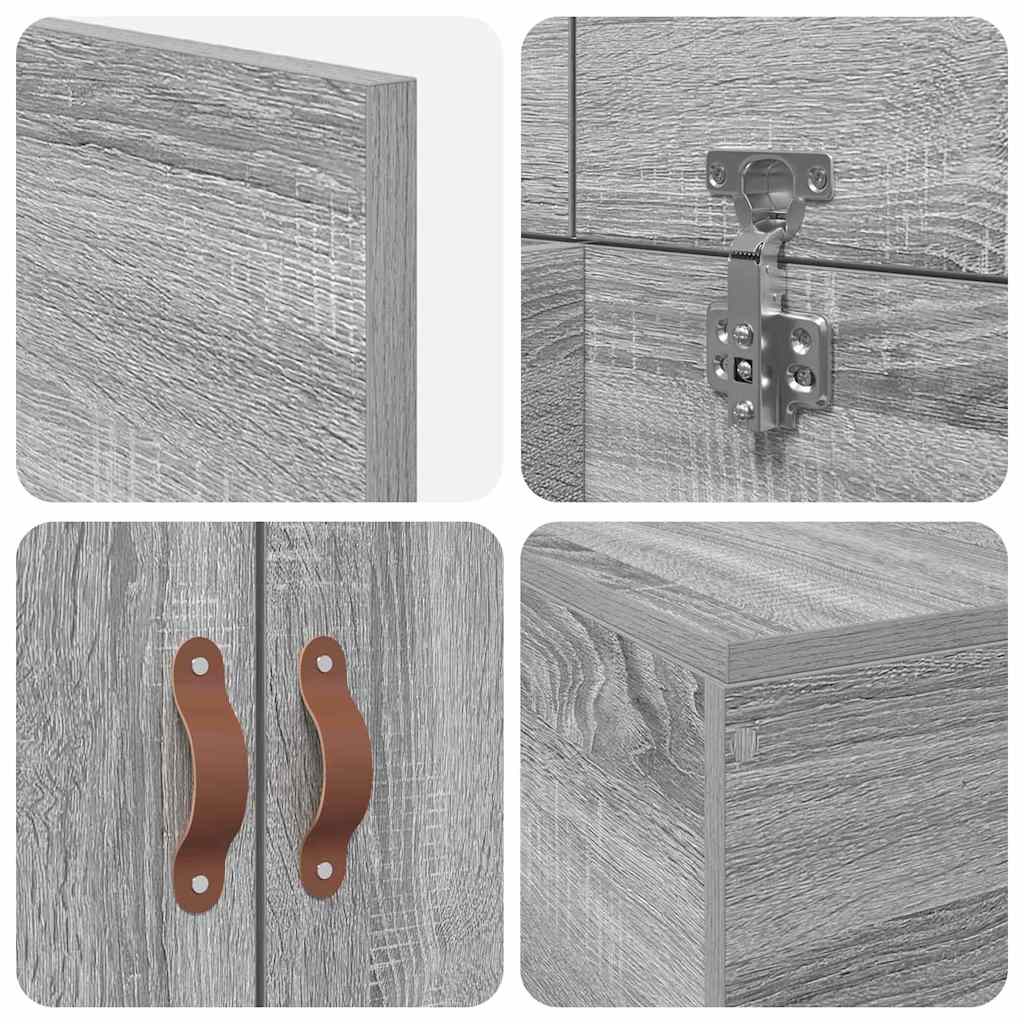 Storage Bed Frame with Grey Sonoma Finish 80 x 200 cm