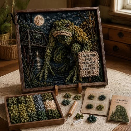 Stress Relief Handmade Hobbies 3D DIY Fabric Poke Art Kit, Creative Craft Set, Fantasy Forest Projects Animals Pressing Kit for Adults Beginners,