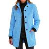Ladies' Casual And Fashionable Solid Color Button Up Collar Woolen Coat