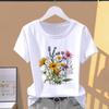 (Osiyo o'lchami) Qisqa yengli futbolkalar T Kiyim Gul Chiroyli Trend 90-yillar uslubi Kundalik Moda Print Ayollar Kundalik Ayollar Top Grafik Futbolka