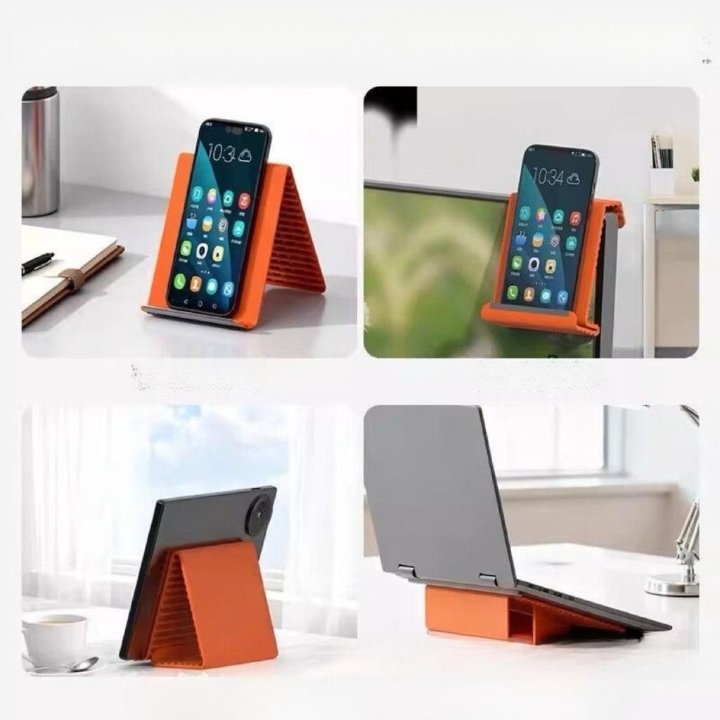 Flexible Silicone Phone Stand, Multi-Angle Foldable Cell Phone Holder, Portable Adjustable Desk Phone Kickstand, 10x20cm Universal Non-Slip Design