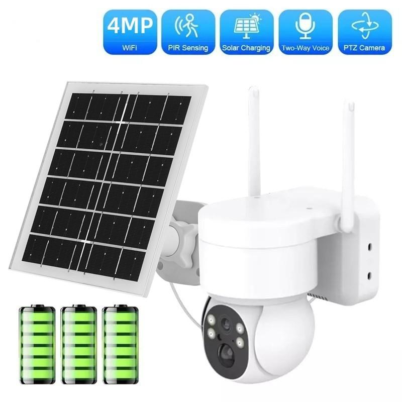 ICSEE WIFI Surveillance Solar PTZ Camera Colorful Night Vision Two Way Audio PIR Detect Outdoor IP66 Waterproof Solar Power Security IP Camera