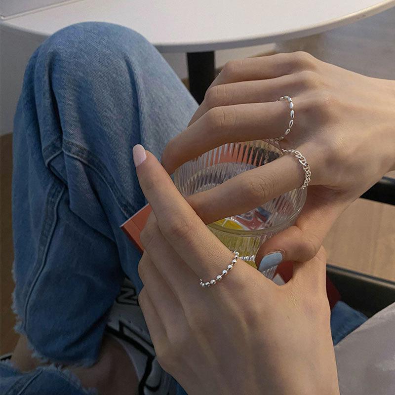 Современное корейское регулируемое серебряное кольцо, разработанное для женщин с модными деталями