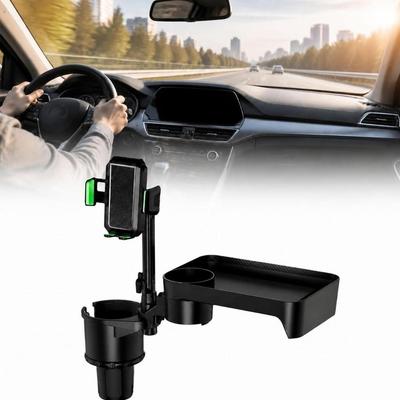 4-in-1 Car Food Table Tray 360° Rotation Car Cup Holder Expander Car Cup Holder for Road Trip