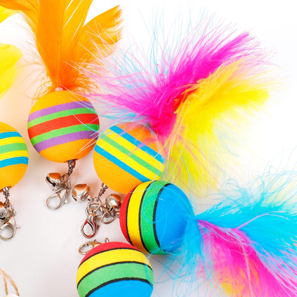 Интерактивная игрушка для кошки Смешной дразнилка с перьями и мячиком Палочка-игрушка с колокольчиком Игрушка-палочка для котенка Игрушка-дразнилка Принадлежности для кошек