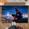 Bath Mat 1pc, Spider for Man Watches City At Night, MARVEL Flannel Rectangular Mat, Bathroom Non-slip Entrance Mat, Fun Door D
