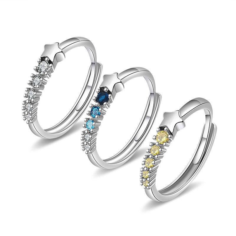 Colorful Meteor Zircon Index Ring For Women Simple Fashion Come True Finger Band Jewelry Gift