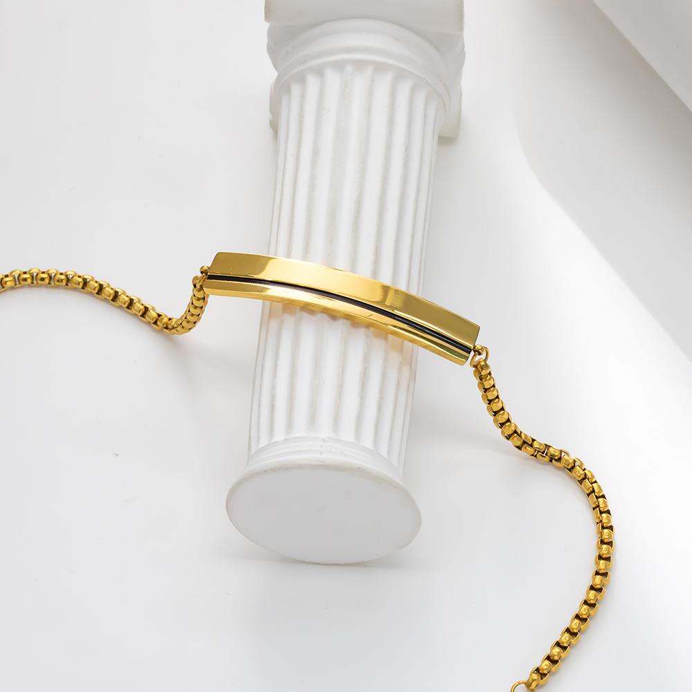 Stainless Steel Bracelets Women 18k Gold Bracelet Metal Bar Engraveable Personalized Couple'S Chain Body Jewelry for Women