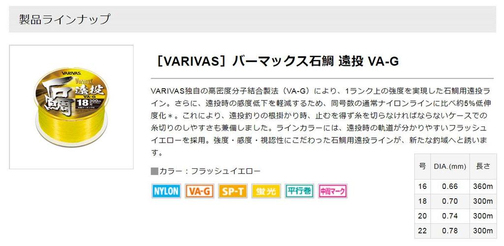VARIVAS Line Varmax Ishidai Long Throw 300m VA-G Нет. 18.