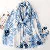 Winter Shimmer Oil Painting Floral Fringe Viscose Soft Scarf Cotton Shawls Women Perfect for Travel Casual Muslim Hijab 180*90Cm