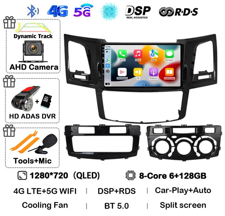 Android 14 Carplay Auto Для Toyota Fortuner HILUX Revo Vigo 2007-2010 2011 2012-2014 2015 Автомагнитола Мультимедийный плеер GPS Стерео
