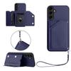 For Samsung Galaxy S24 Case Card Holder Kickstand Skin-Touch Phone Cover with Wrist Strap