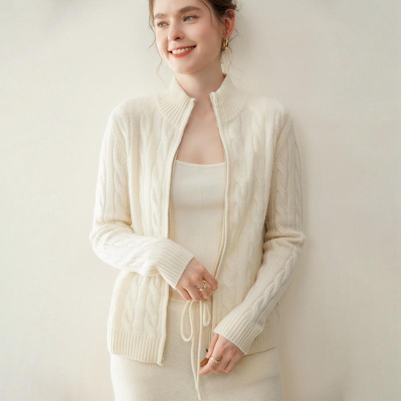 Women's Thick Cashmere Stand Collar Cardigan Sweater