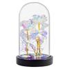 Artificial Flowers LED Enchanted Glass Cover Rose Dome Lamp Table Decor Foil Figurine Fairy Lights Party Decoration