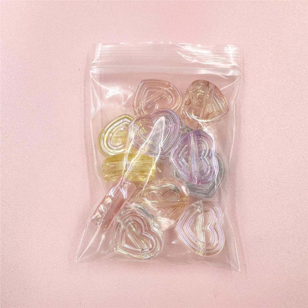 High Quality Creative Handmade Material DIY Making Accessories Spacer Loose Beads 12Pcs 23.9mm*20.8mm with Hole 6 Colors Acrylic Peach Heart