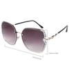 Stylish Design Rhinestone Sunglasses Women Oversized Rimless Sun Glasses