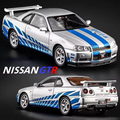LYZRC 2025 Новый 1:24 Nissan Skyline GTR R34 литая модель автомобиля из сплава металла Форсаж коллекционная игрушка на день рождения для детей подарки