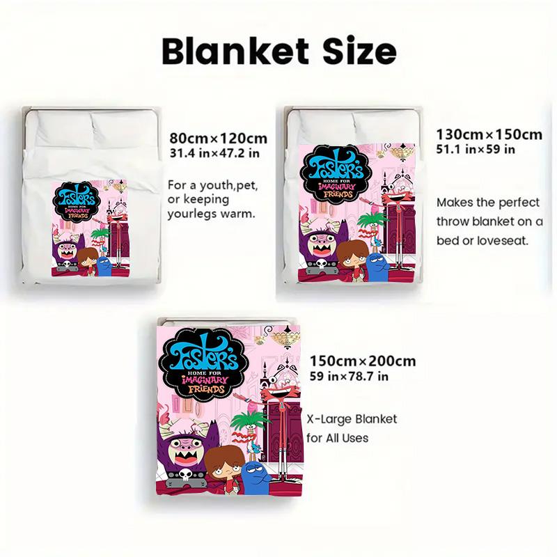 Foster's Home for Imaginary Friends 2D Flat Pattern Flannel Blanket High quality All Seasons Warmth and Comfort Perfect for Christmas Gifts.NMT0928569