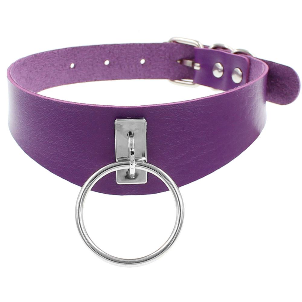 Европейско-американский стиль Харадзюку хип-хоп панк ожерелье-чокер из искусственной кожи с круглым кольцом