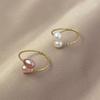 Freshwater Pearl Adjustable Crossover Ring: Women's Simple French Fashion Jewelry