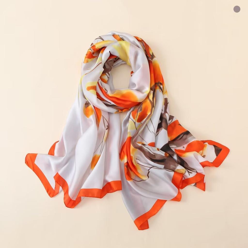 180*90CM Fashion Dustproof Big Bandanna Popular Satin Finish Silk Shawls Scarves Luxury Print Sunscreen Beach Towel