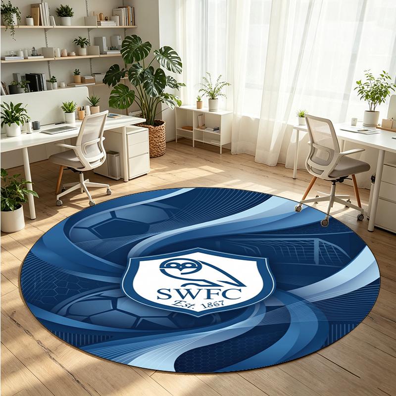 Sheffield Wednesday Football Printed Round Crystal Velvet Rug Soft Non Slip Floor Carpet For Bedroom Holiday Gift