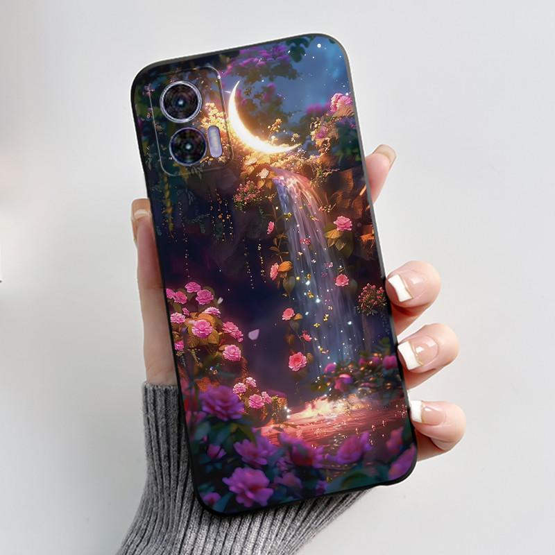 Чехол для Motorola Edge 30 Neo Милый Кролик с Сердечками Тонкий Мягкий Черный TPU Чехол для Moto Edge 30 Lite Fundas Edge30 Fusion Ultra Бампер