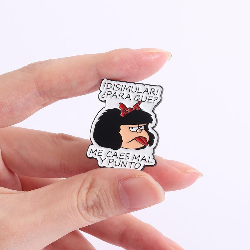 Comic Book Characters Enamel Pins Fun Cute Little Girl Brooches Lapel Badges Cartoon Spanish Jewelry Gift for Kids Friends