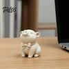 Талос 3D-печатная милая фигурка свинки с галстуком-бабочкой, матовый кремово-белый, минималистичная статуэтка животного-декора, компактное украшение для стола, книжной полки, салона автомобиля, Богатство