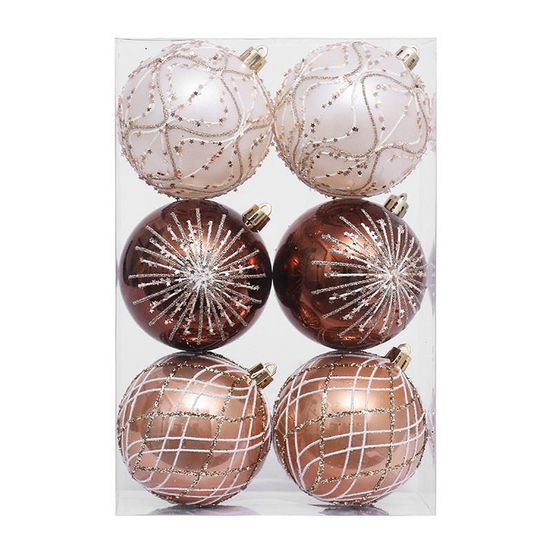 6-Pack European Style Hand-Painted Christmas Ornament Balls Set Tree Decoration Modern Minimalist Holiday Hanging Decor