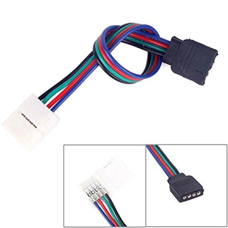 5PCS 4Pin LED Cable Male Female Connector RGB Adapter Wire No Solder Connectors For SMD 5050 2835 LED Strip Wire PCB Ribbon 10mm