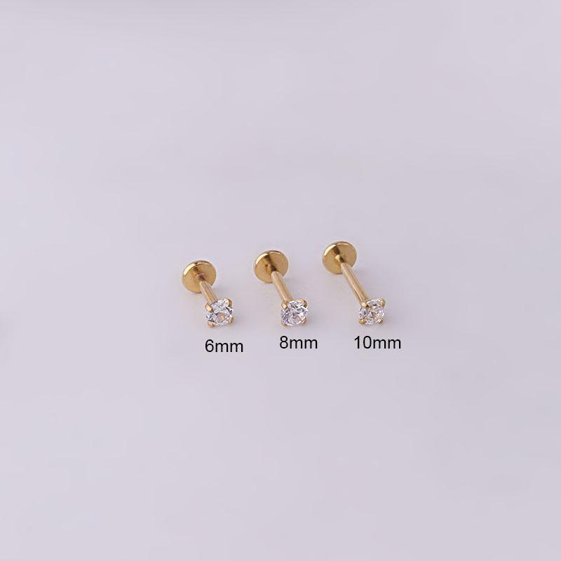2PCS Stainless Steel Piercing Tragus Stud Crystal Labret Small Ear Studs Helix Cartilage Earring for Women Piercing Body Jewelry
