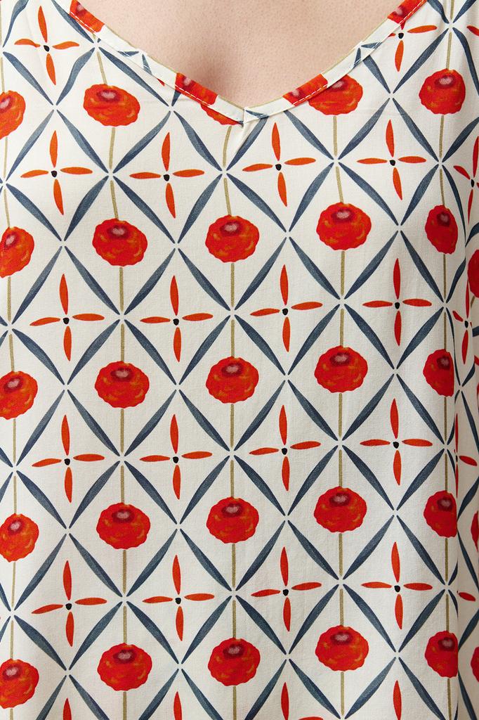 Women's Fashion New Pajama Set Multi-Colored Ethnic Patterned Rope Strap Viscose Woven Pajama Set