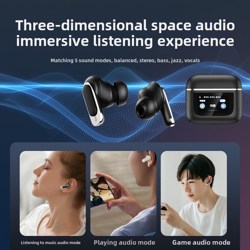 ANC Active Noise Reduction Wireless Bluetooth Headset Ultra Long Life Intelligent Color Screen LED Touch