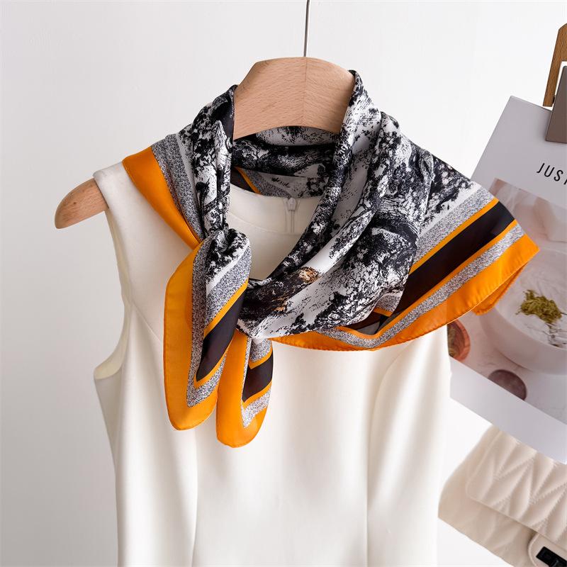 Роскошные шарфы с принтом джунглей, женский шелковый шарф, весенние и летние цветочные украшения, маленькие галстуки, повязки для волос, сумки