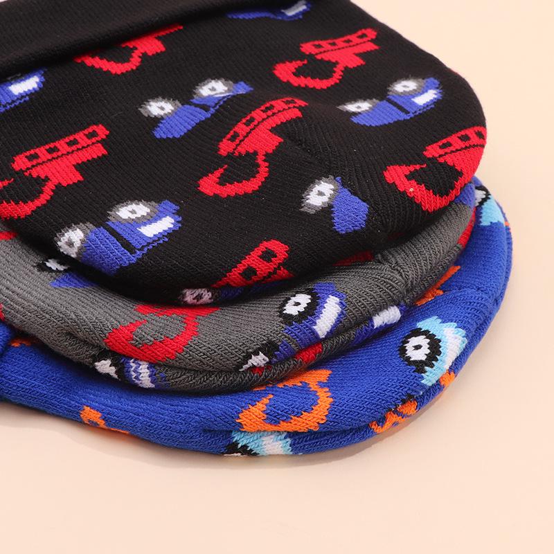 Детская осенне-зимняя вязаная шапка-бини с рисунком экскаватора - Теплая, ветрозащитная шерстяная шапка для мальчиков и девочек