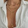 Vintage Beaded Clavicle Chain Y-Chain Sweater Chain Creative Love Heart Pendant Necklace Sweater