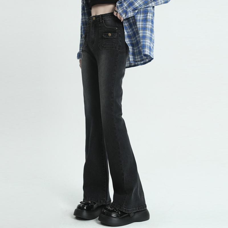 Ретро джинсы-карго для женщин, облегающие расклешенные брюки, эластичные джинсовые брюки с высокой талией, модная уличная одежда, женская одежда Y2k