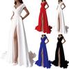 Chest Wrapped Ruffle Edge Red Black White Mid Waist Solid Temperament  Long Dress Evening Dress