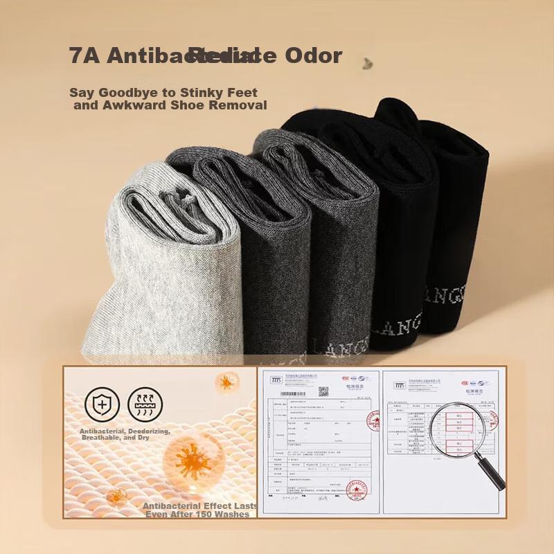 LangSha Cotton Mid-Calf Socks for Men, Antibacterial, Plus Size, Comfortable Fit, Wide Top for Middle-Aged And Elderly, No Tightness