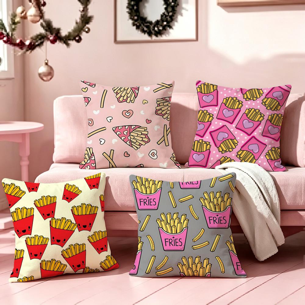 French Fries Cushion Cover Pillow Short Plush Pillow Cute Simple Style For Living Room Bedroom Birthday Gift