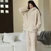 Осень/Зима Новая женская пижама с утолщенным бархатным капюшоном Домашняя одежда Комплект из двух предметов Милая верхняя одежда Комплект домашней одежды