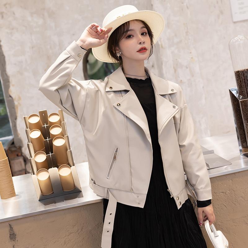 Новая стильная куртка из искусственной кожи для женщин, осенний костюм, воротник, стиль BF, красивая куртка из искусственной кожи, короткое пальто, тренд